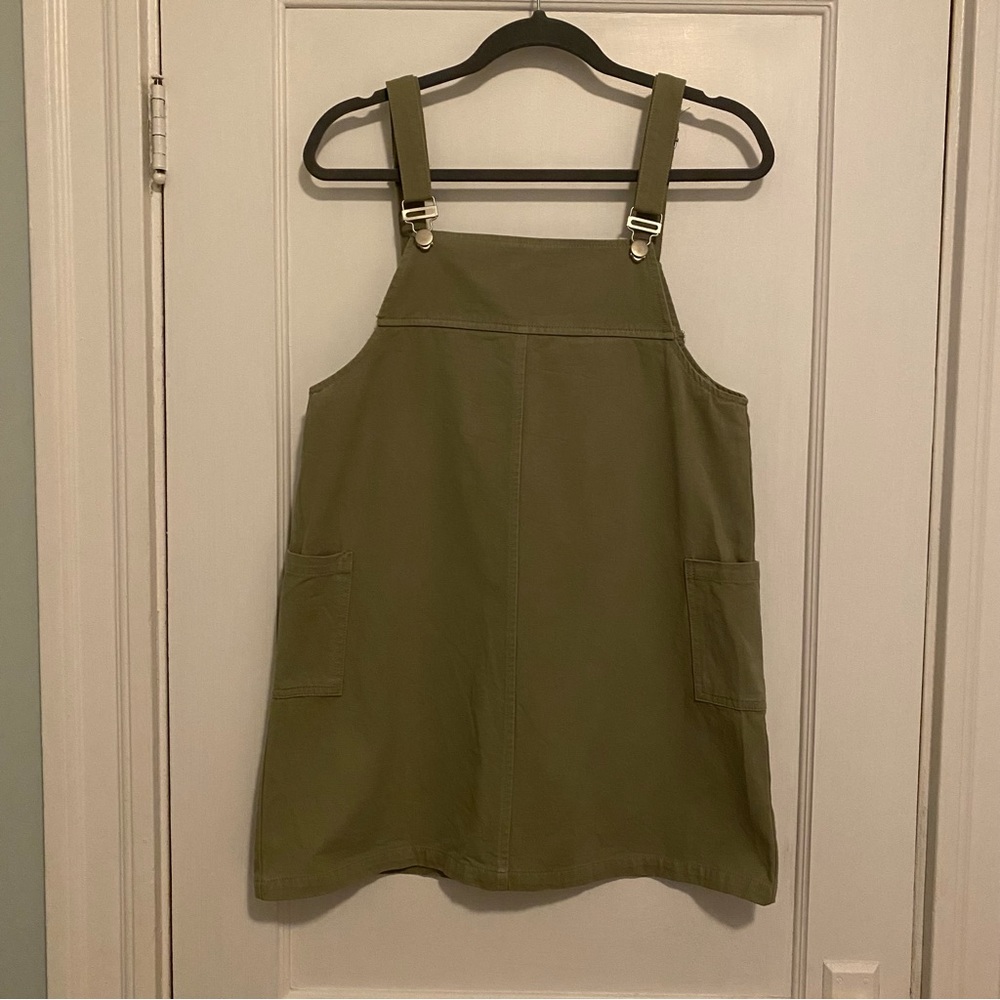 Altar’d State Olive Green Overall Utility Denim Dress